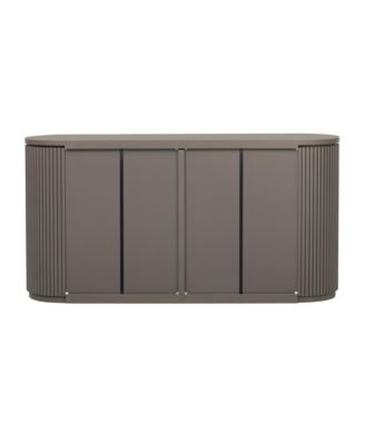 Vertical Striped Cabinet with Adjustable Shelves & Metal Handles