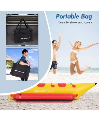 3-Person Inflatable Banana Boat with Boating and Water Sports Electric Air Pump