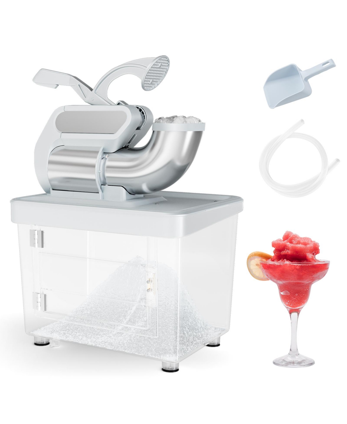 Slickblue 300W Commercial Ice Crusher with Dual Blades and Safety Switch- Grey