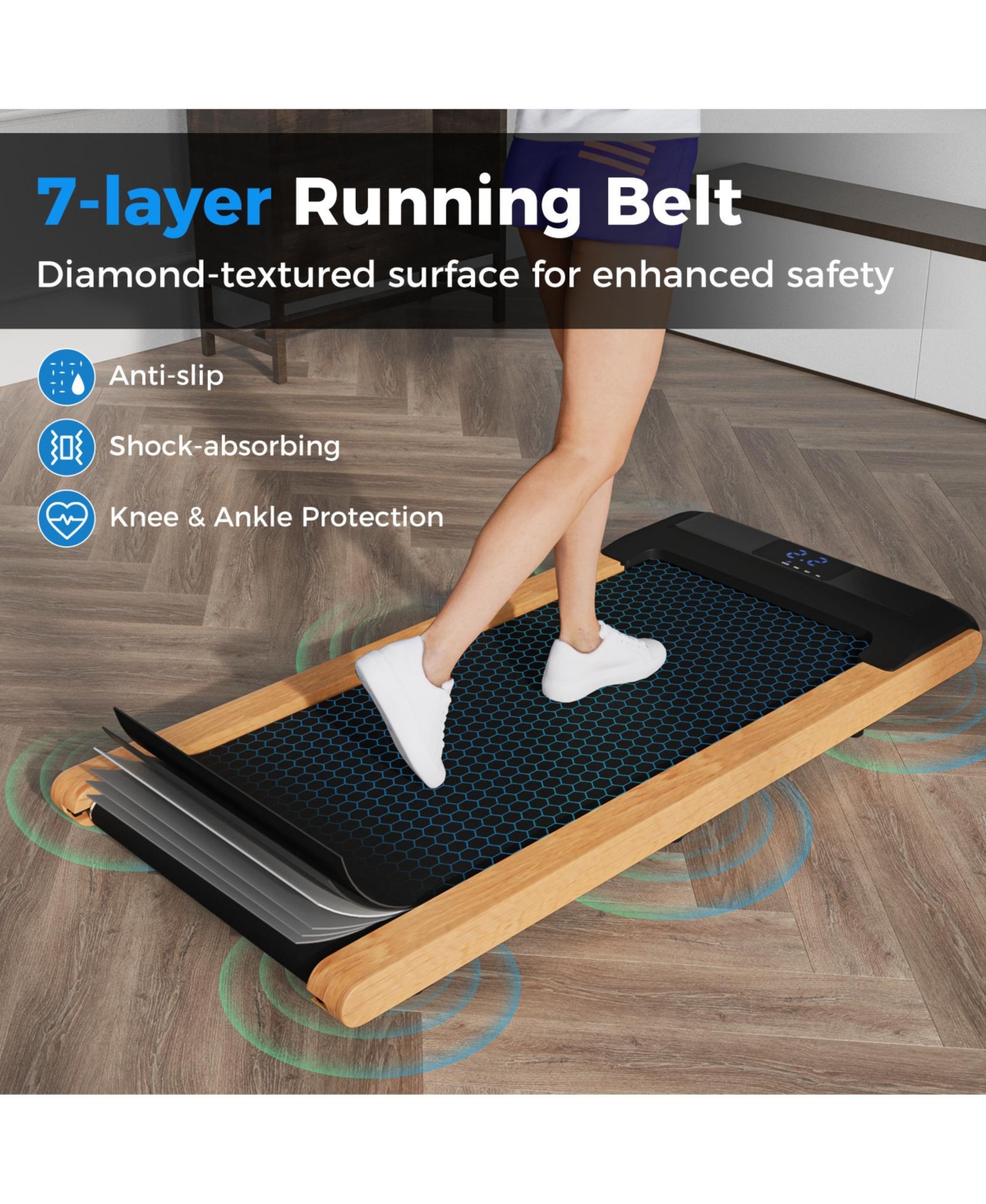 Slickblue 3-in-1 Walking Pad with Remote and Smart App Control for Home Office - Natural