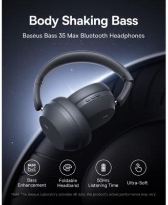 Wireless Headphones Bluetooth Foldable Over Ear Headphones Bass 35 Max, Gray