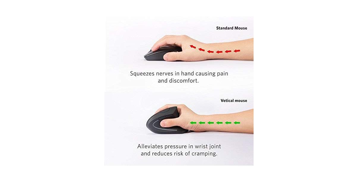 Anker 2.4G Wireless Vertical Ergonomic Optical Mouse, 800 / 1200 /1600DPI, 5 Buttons -- Black
