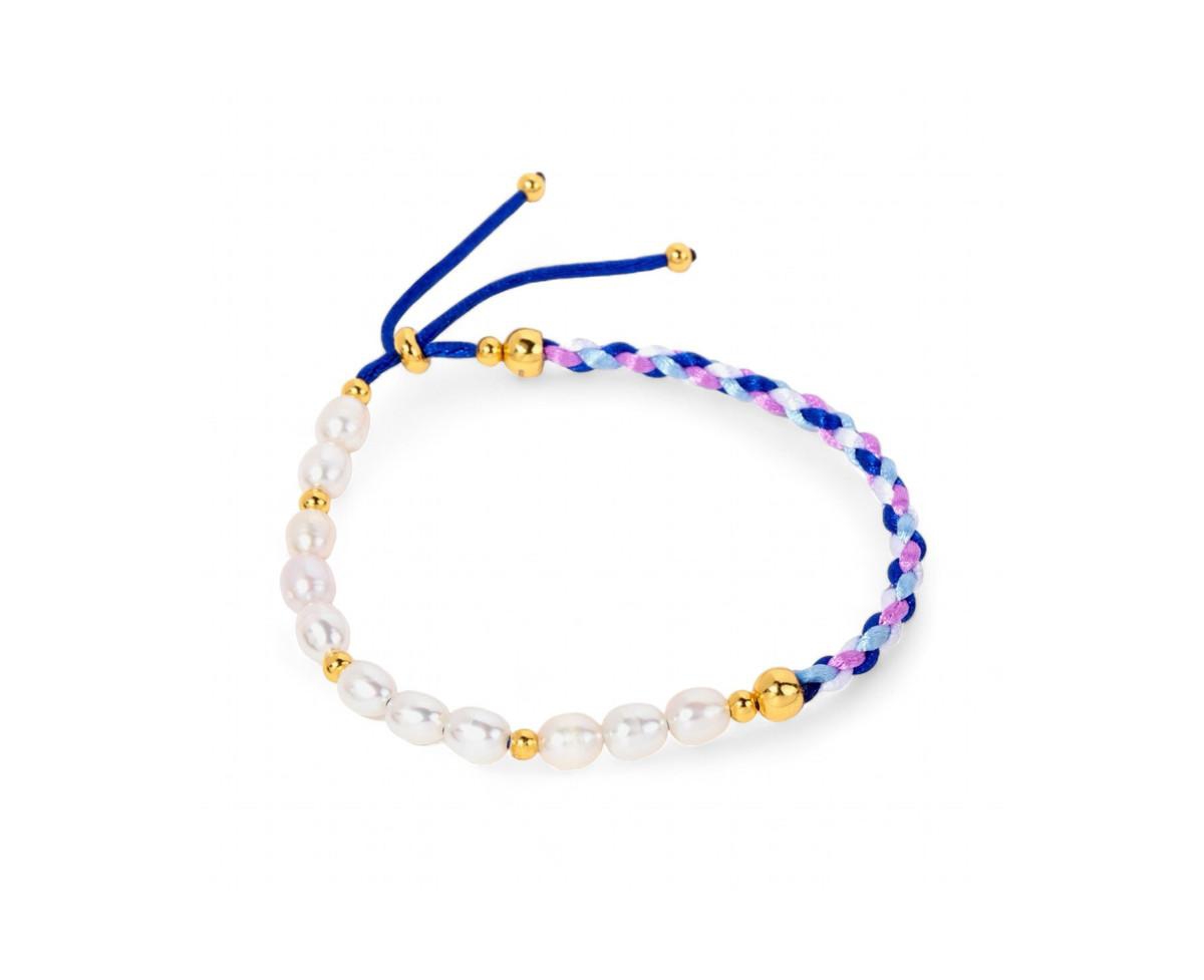Sienna Sterling Silver Braided Pearl Beaded Bracelet - Multi-color