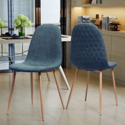 Muted Blue Fabric Dining Chairs (Set Of 2)