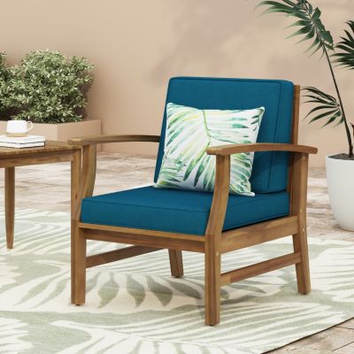 Streamdale Perla Acacia Wood Club Chair With Water-Resistant Cushion