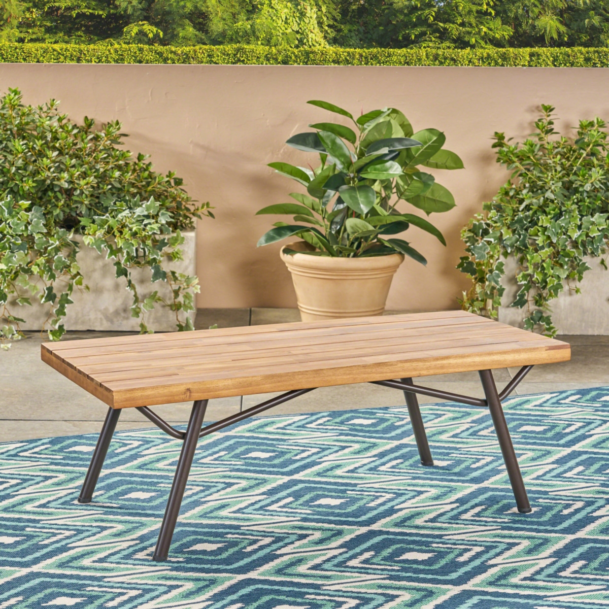 Streamdale Furniture Modern Acacia Wood Patio Coffee Table