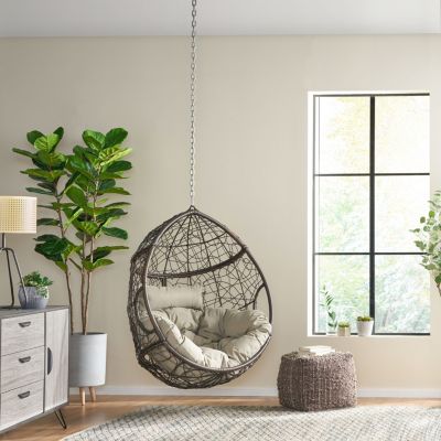 Teardrop Hanging Chair With Water-Resistant Cushions
