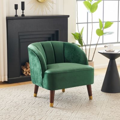 Streamdale Stylish Velvet Barrel Accent Chair with Sturdy Legs