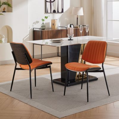 Streamdale Mid-Century Modern Faux Leather Dining Chairs (Set Of 2)