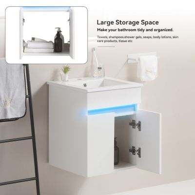 Elegant 16" Bathroom Vanity with Radar Sensing Light and Ample Storage