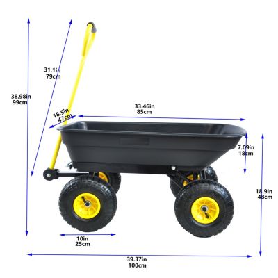 Streamdale Folding Poly Garden Dump Truck, 10" Pneumatic Tires, 300 lb Capacity