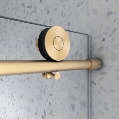 Streamdale Brushed Gold Frameless Shower Door with Nano Glass & Soft-Close