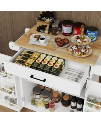 Stylish Kitchen Island Cart with Storage and Rack