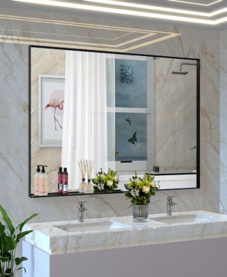 60x36" Oversized Rectangle Mirror with Removable Tray & Aluminum Frame