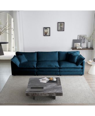 Mid-Century Modern 3-Seater Sofa with Pillows