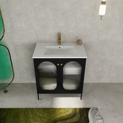 Streamdale 30" Freestanding Vanity with Ceramic Sink, Unique Design