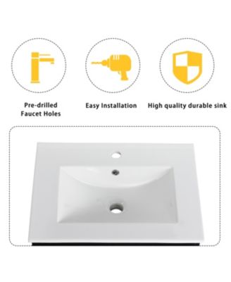 Wall-Mounted Vanity with Ceramic Sink & Soft-Close Doors