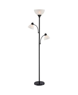 Bingham Modern Torchiere Floor Lamp with Side Lights 71 1/2" Tall Black Metal White Shade for Living Room Reading Bedroom Office House