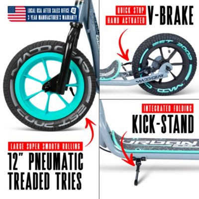 Large Kick Scooter for Adults & Teens – 12" Air Tires, Wide Deck, Handbrake & Kickstand – Urban Glide - Teal