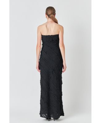 Women's Strapless Ruffled Maxi Dress