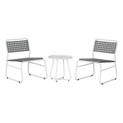 Freja 3-Piece Mid-Century Modern Faux Rattan Conversation Outdoor Patio Set