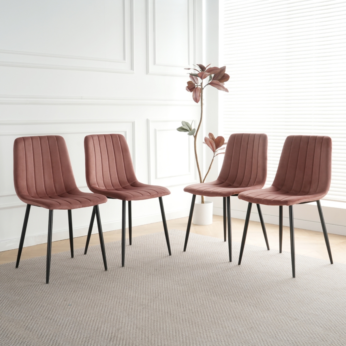Streamdale Pink Velvet Dining Chair (Set of 4)