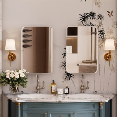 Recessed Metal Medicine Cabinet with Mirror and Shelves