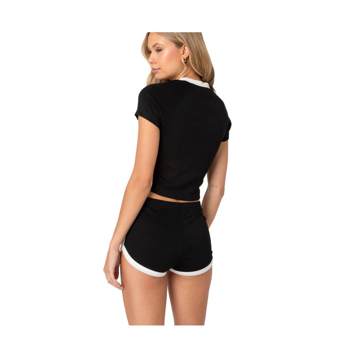 Edikted Women's Elana contrast raglan top - Black-and-white