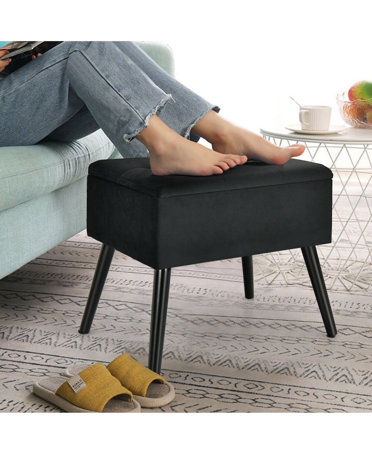 Storage Ottoman with Legs for Living Room and Bedroom Stylish Functional Solution