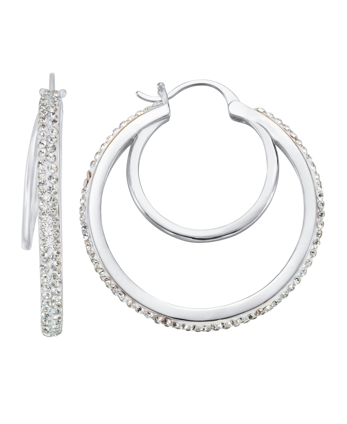 And Now This Clear Crystal Double Hoop Earring In Silver