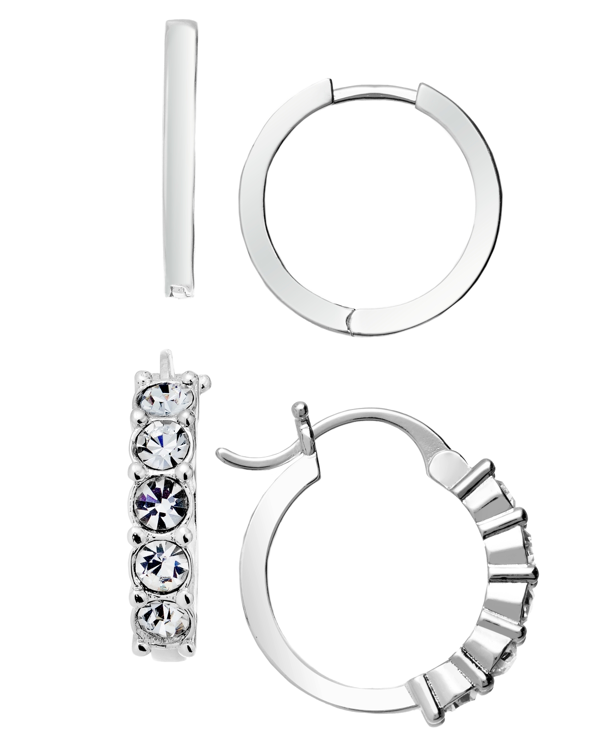 And Now This Clear Crystal Duo Hoop Earring Set In Silver