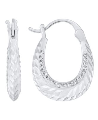 Clear Crystal Diamond Cut Hoop Earring