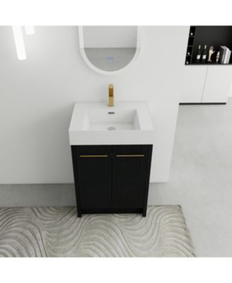 24" Freestanding Vanity with Resin Sink, Soft-Close Door