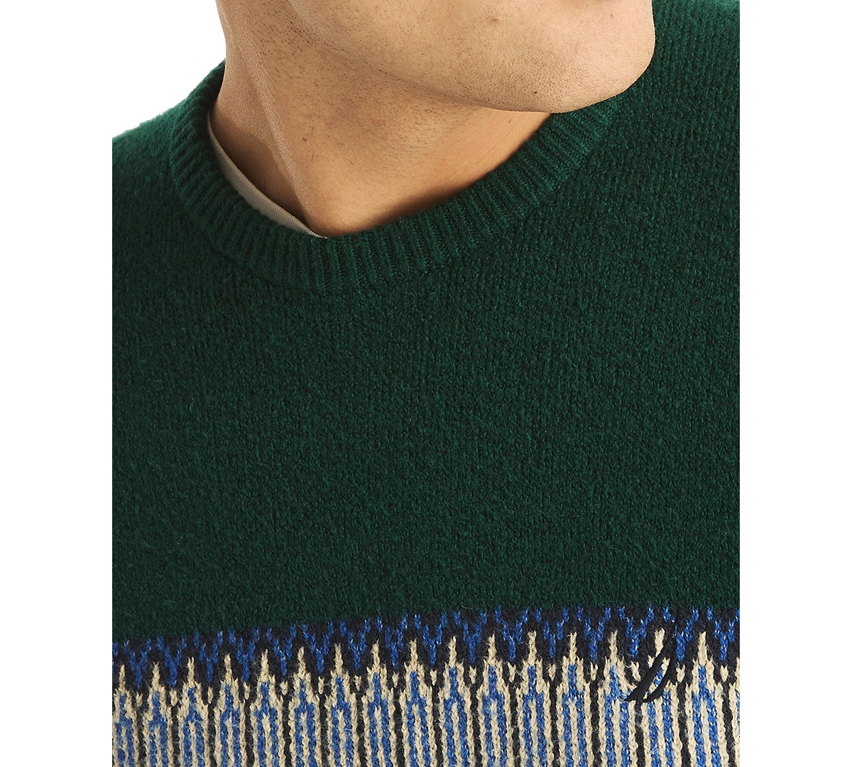 Nautica Men's Long Sleeve Fair Isle Crewneck Sweater