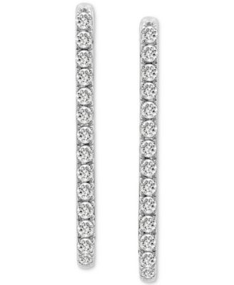 Diamond Open Rectangle Small Hoop Earrings (1/2 ct. t.w.) in 14k Yellow or White Gold, Created for Macy's