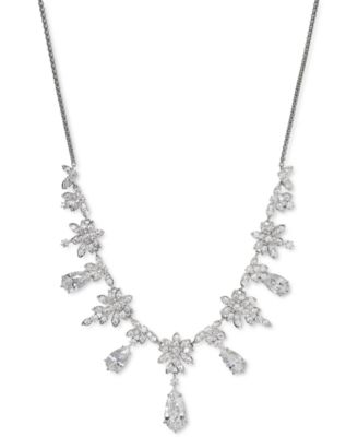 Eliot Danori - Rhodium-Plated Cubic Zirconia Adjustable Statement Necklace, 16" + 2" extender