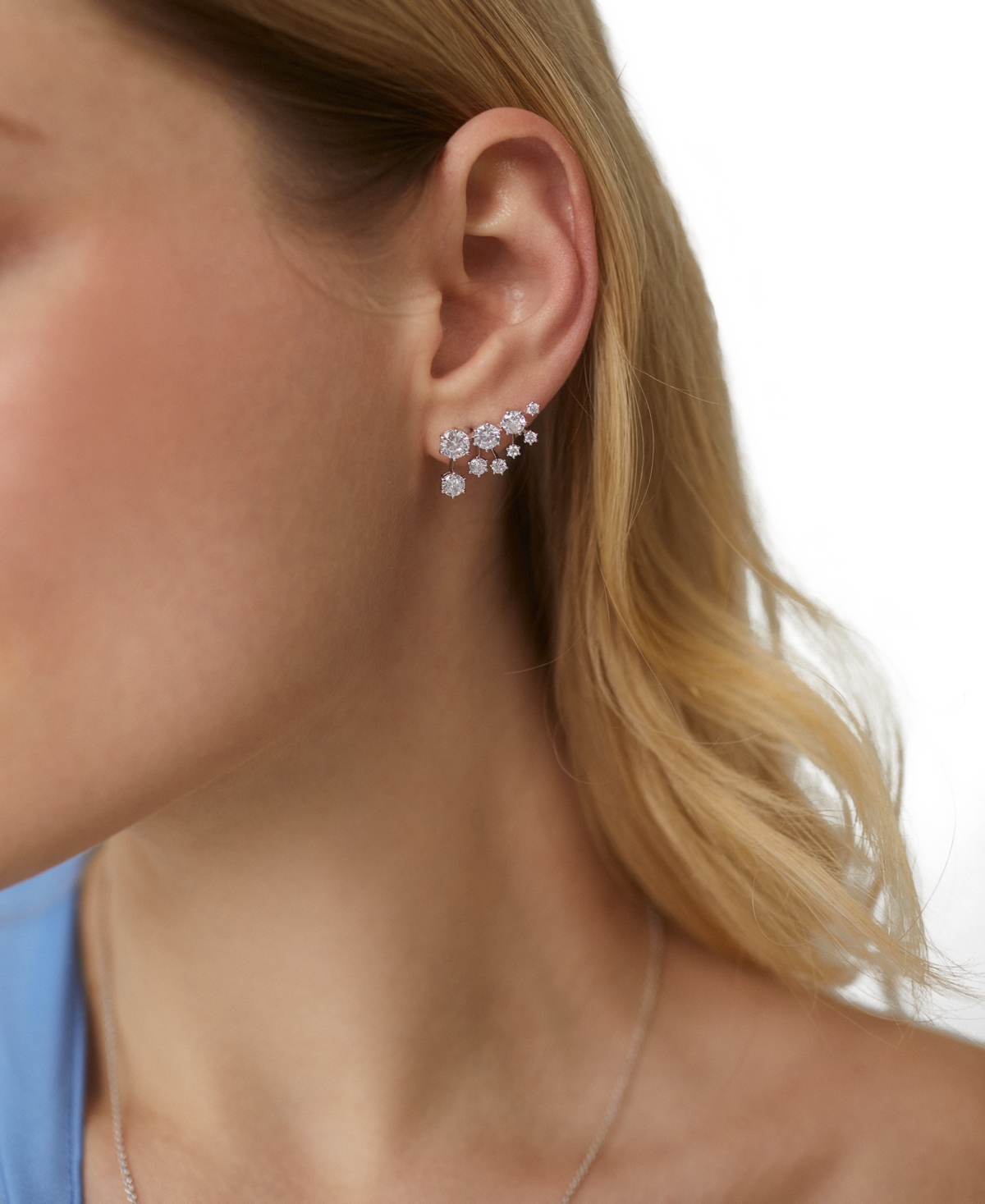 Eliot DanoriPlated Cubic Zirconia Climber Earrings, Created for Macy's - Rhodium