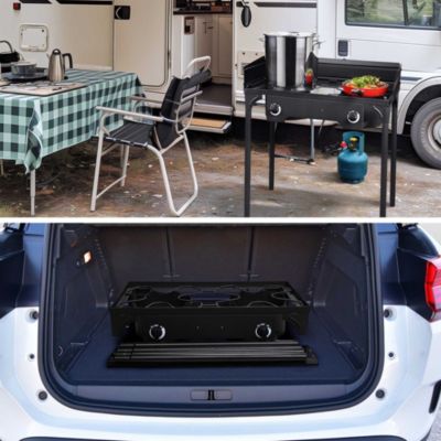 Propane Camping Stove Double Gas Wok Burner Turkey Fryer Detachable Legs