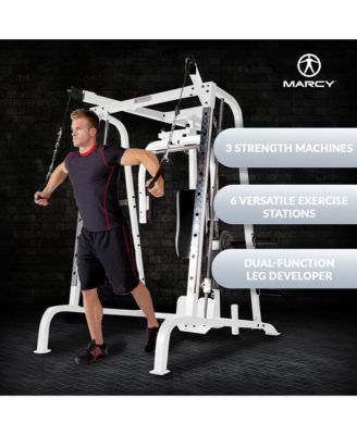 Pro Smith Cage Workout Machine Total Body Training Home Gym System, White