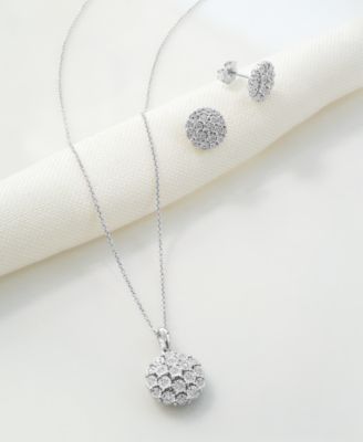 Diamond Cluster Button Stud Earrings (1/10 ct. t.w.) in Sterling Silver, Created for (A $170 Value)