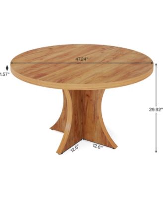 47.24-Inch Wood Farmhouse Kitchen Round Dining Table for 4-6, Small Dinner Table