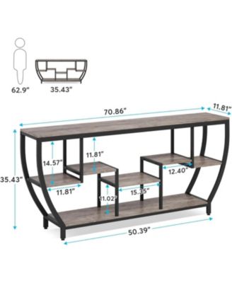 70.9 Inch Long Sofa Table with Shelves, Rustic Console Table with Storage, Industrial Entryway Table TV Stand, Behind Couch Table Accent Tables for Living Room, Hallway, Foyer
