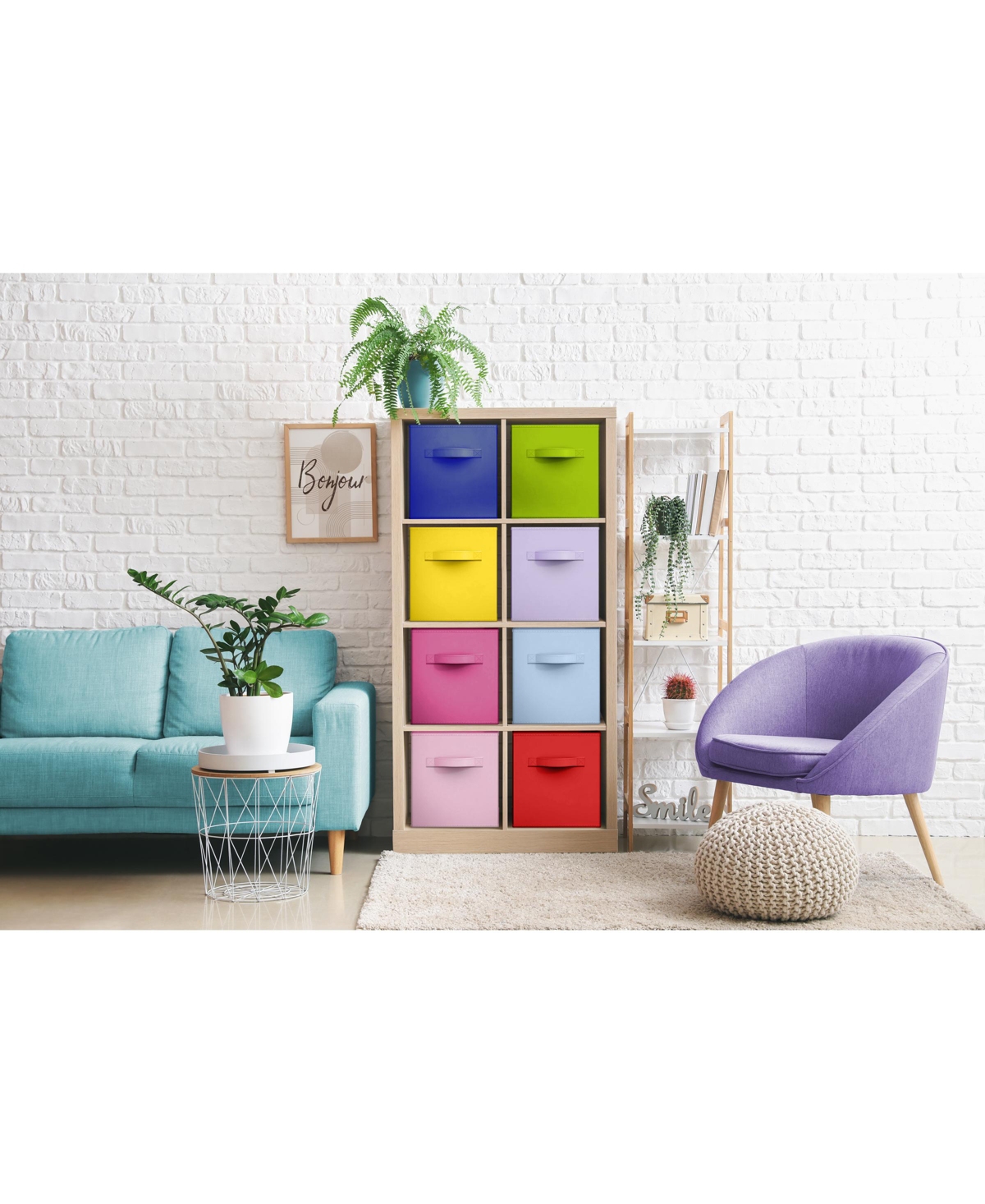 Sorbus 8 Pack Foldable Storage Cubes with Handles- for Organizing Home, Shelves, Nursery, Playroom, Closet and More (Deep Pastel) - Deep rainb