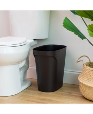 6 Gallon / 24 Quart Plastic Wastebasket Trash Cans for Home, Office, Bedroom, Bathroom, Made with Recycled Materials, Black, 2-Pack