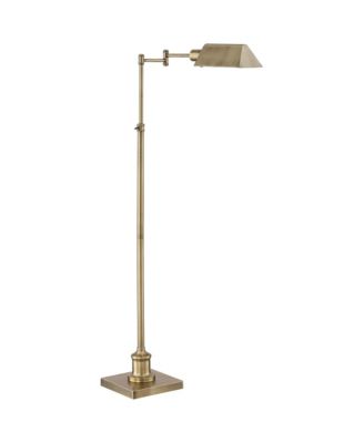 Industrial Adjustable Swing Arm Pharmacy Floor Lamp with USB Charging Port 54" Tall Aged Brass Living Room Reading