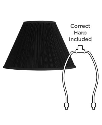 Black Mushroom Pleated Large Empire Lamp Shade 7" Top x 17" Bottom x 11" High x 11.5" Slant (Spider) Replacement with Harp and Finial