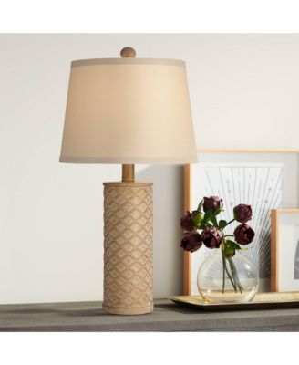 Gisele Cottage Table Lamp 24" High Gold Wash Lattice Column Tapered Drum Shade for Bedroom Living Room Bedside Nightstand Office Kids
