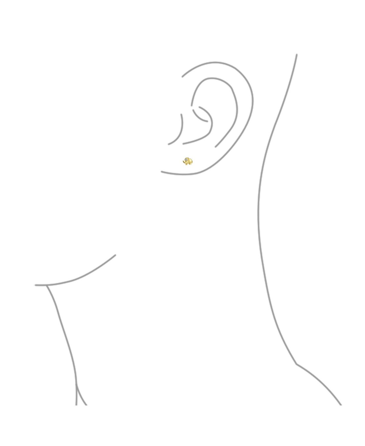Bling Jewelry Tiny Minimalist Cz Accent Zoo Animal Lucky ElephantYellow 14K Gold Stud Earrings For Women Screw-back - Clear gold-tone