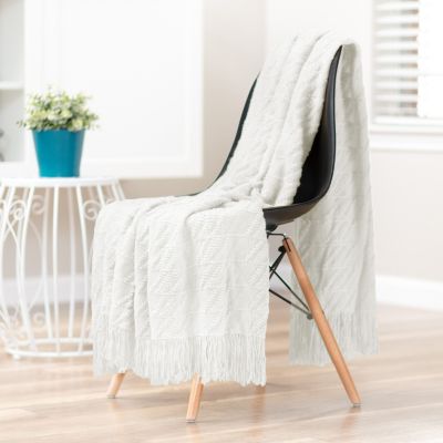 Premium Acrylic Knit Throw with Tassels, 50" x 65"