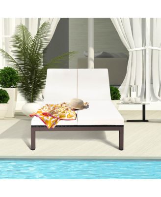 2-Person Patio Rattan Lounge Chair with Adjustable Backrest and Cushions